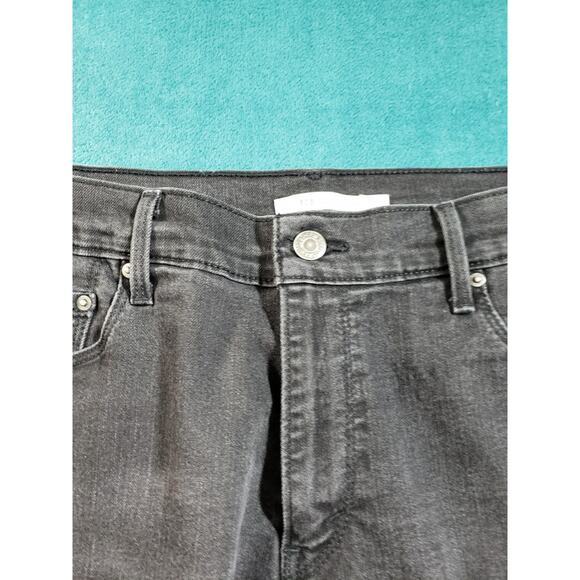 Levis 505 Jeans Size 14 Womens Black Pants Ladies Mid Rise Straight Cropped - Picture 7 of 15